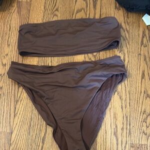 SKIMS Brown Classic Bandeau Bikini Set